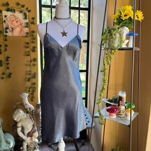victoria's secret satin slip dress silver periwinkle